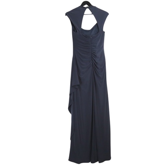Xscape jewel, elegant maxi, navy blue, open back dress 8 - Picture 6 of 10